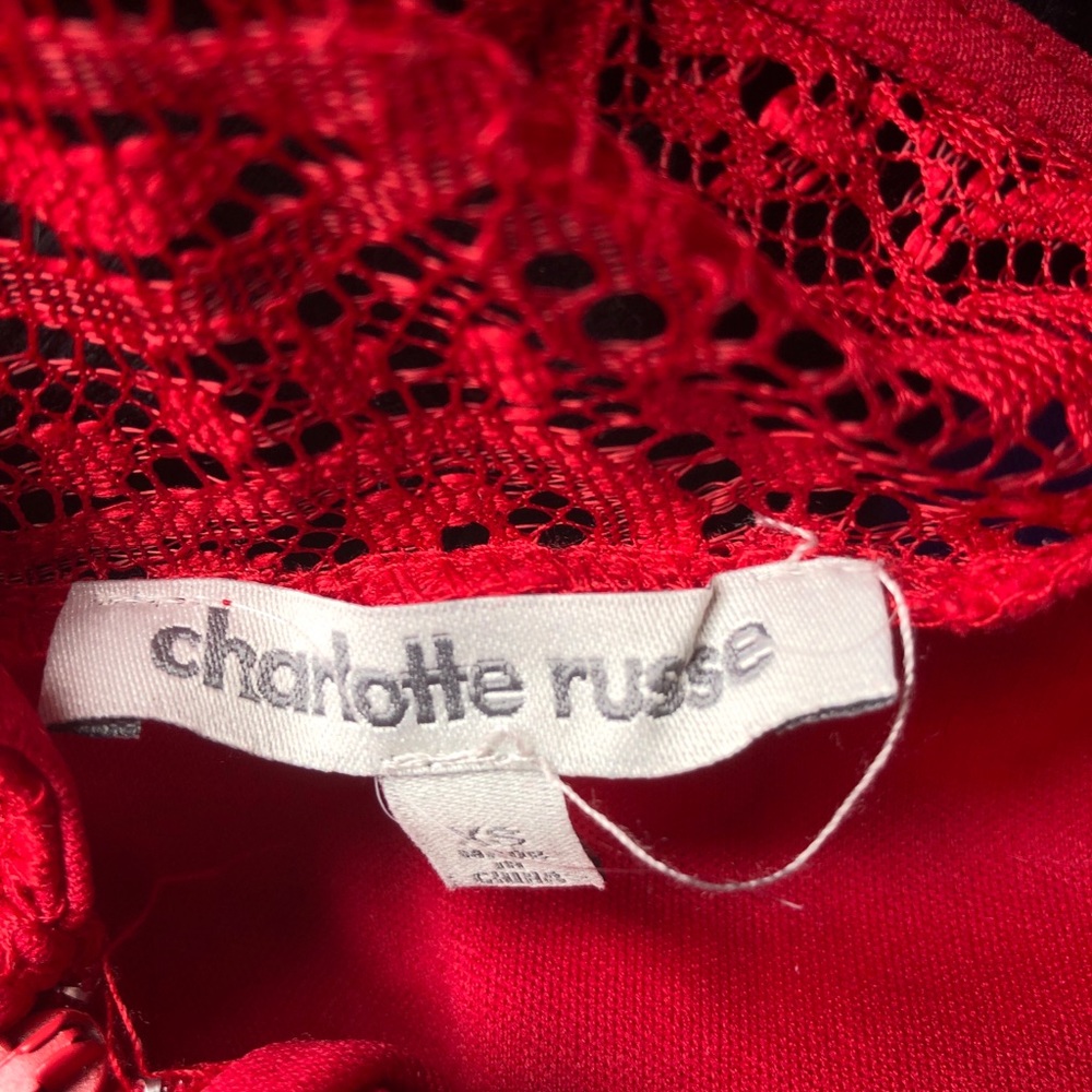 Charlotte Russe Lace Bodycon Red Dress - Picture 5 of 5